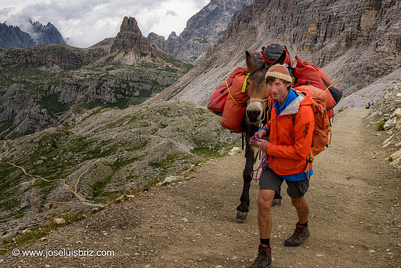 Guy with mule from Dreizinnenhütte